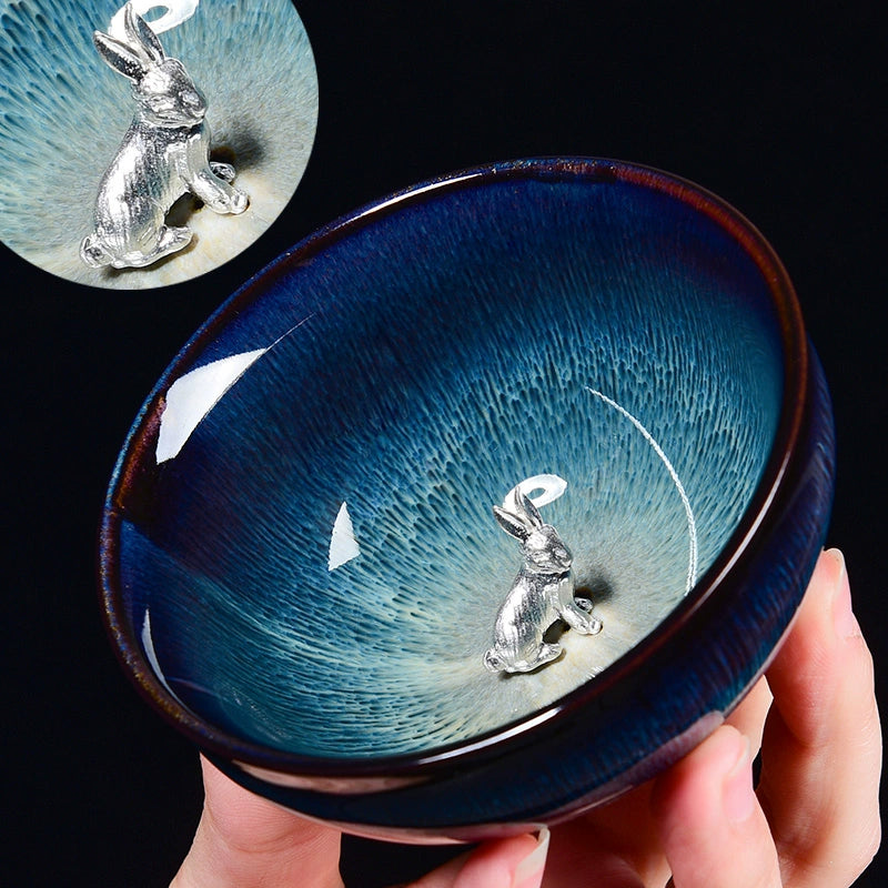 Silver Inlaid Kiln-changed Tianmu Glaze Tea Cup Twelve Zodiac Tea Cups Silver-inlaid Jianzhan brushed hat cup · Maotu Below 200mL