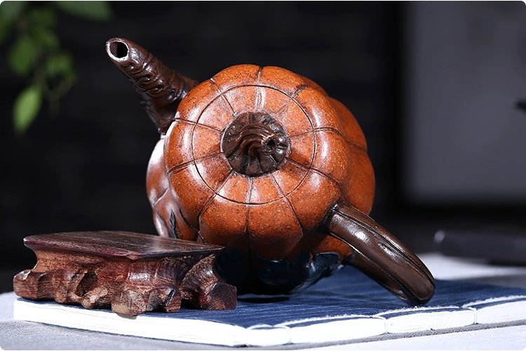 Handmade Pumpkin Teapot Purple Clay Teapot