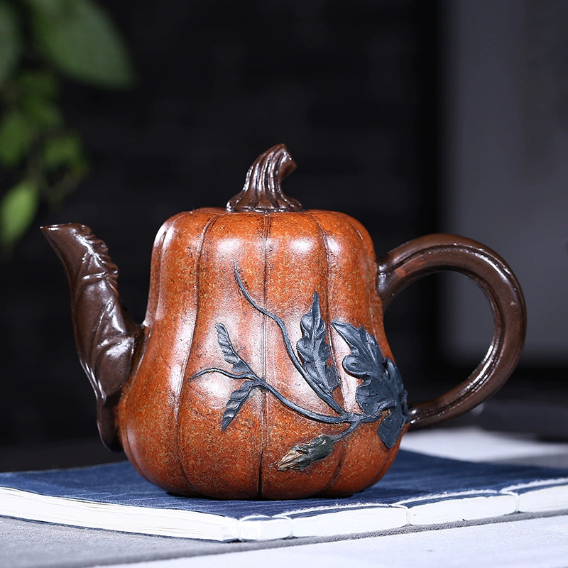 Handmade Pumpkin Teapot Purple Clay Teapot Raise too high pumpkin pot 450ml