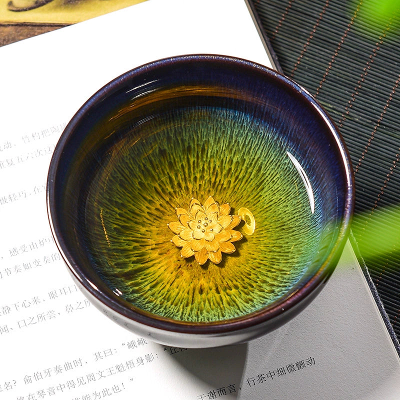Silver Inlaid Kiln-changed Tianmu Glaze Tea Cup Twelve Zodiac Tea Cups