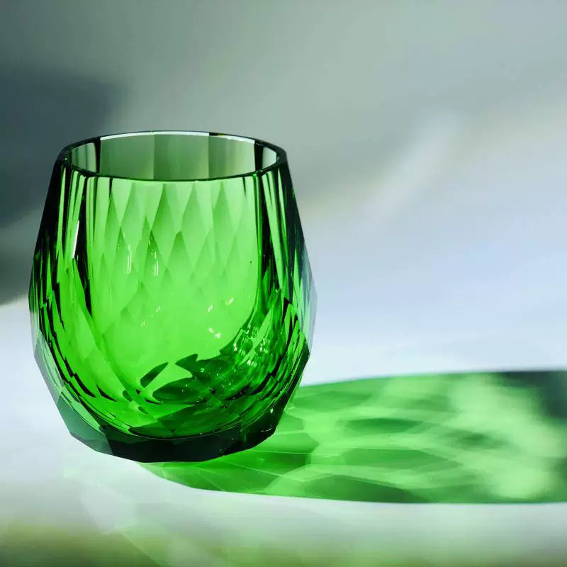 Hand Cut Crystal Whiskey Glass green