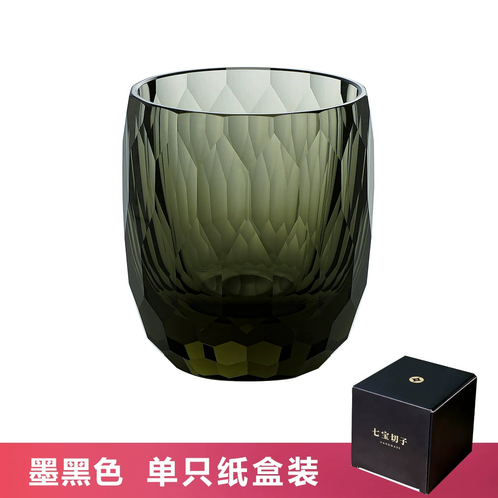 Hand-carved K9 Crystal Whiskey Glass Starlight Ink Black K9 Crystal Single Carton