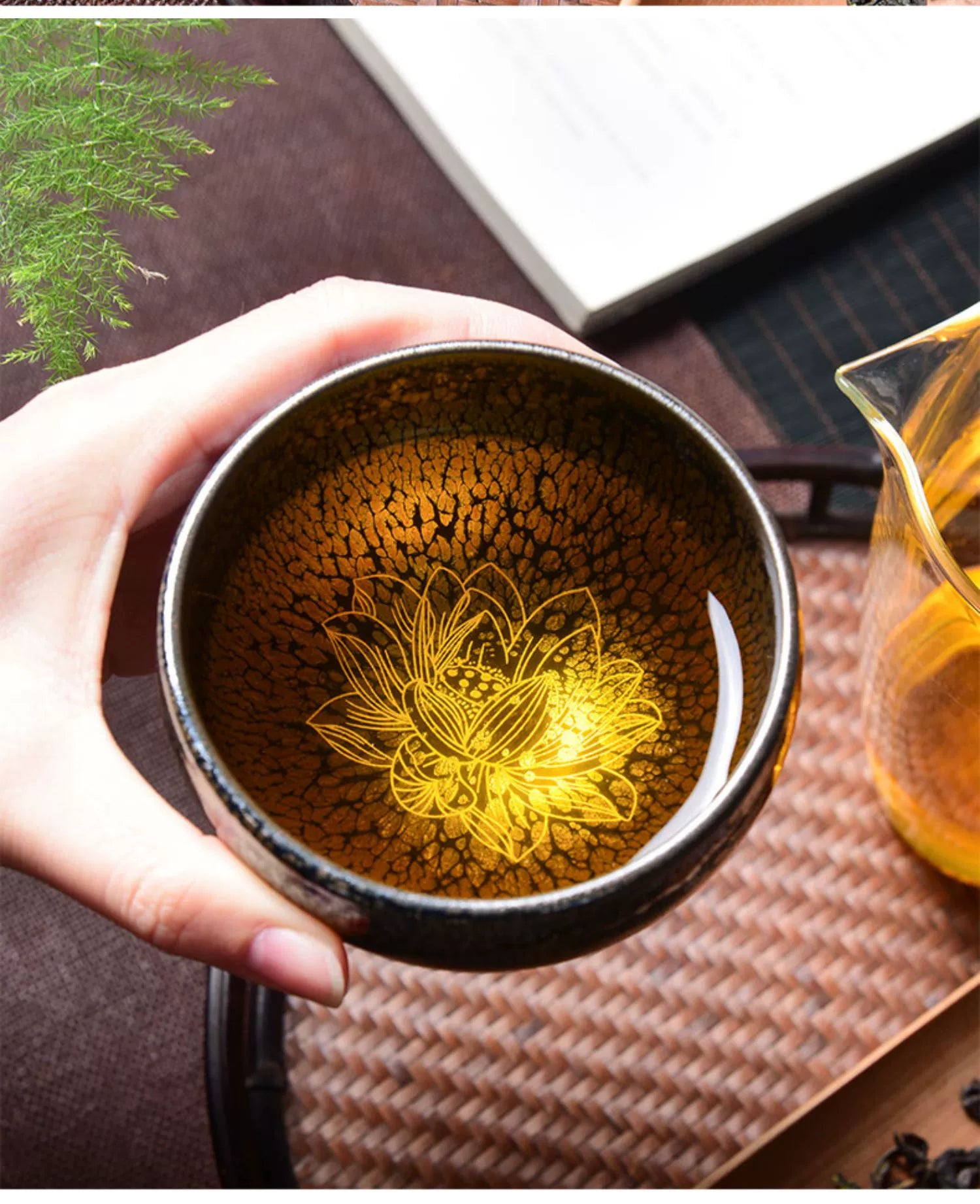 Silver Painted Koi Phoenix Lotus Cup Tea Cups