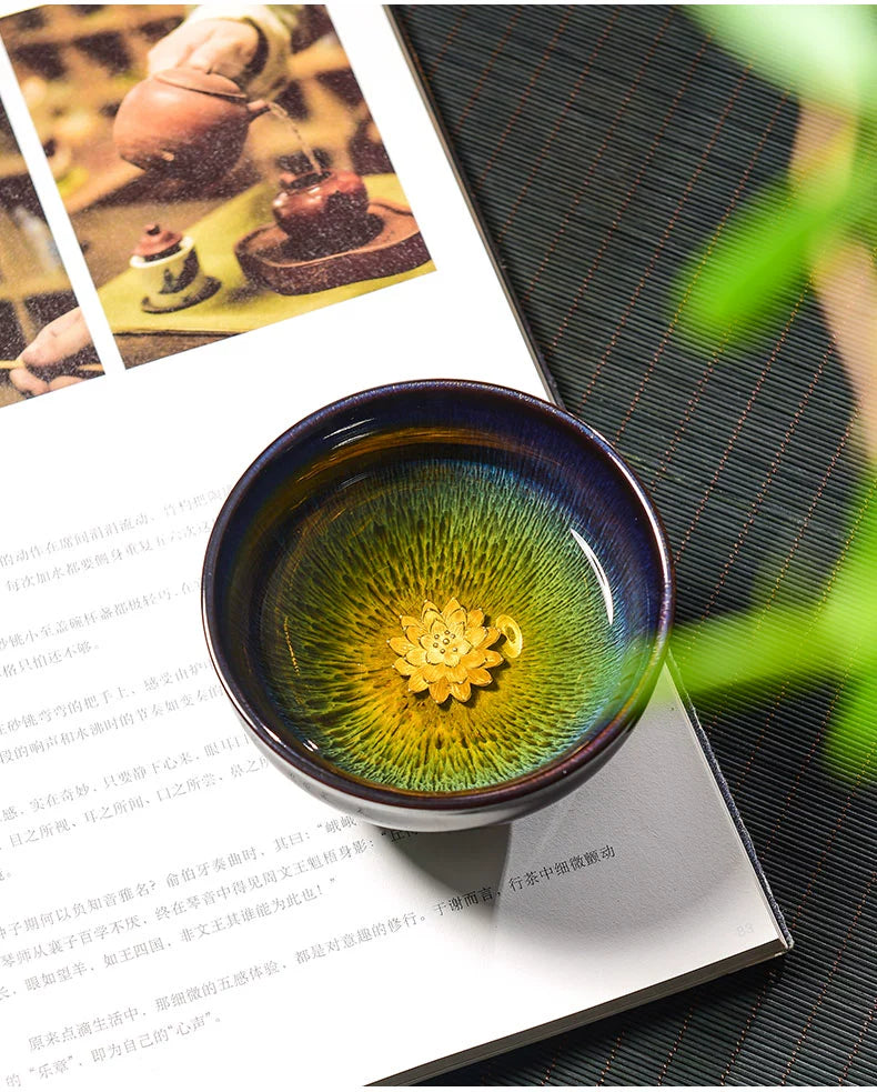 Silver Inlaid Kiln-changed Tianmu Glaze Tea Cup Twelve Zodiac Tea Cups