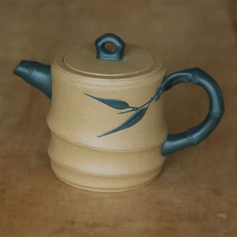 Round Bamboo Purple Clay Teapot