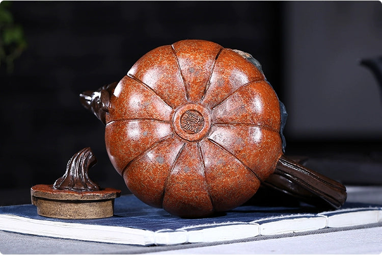 Handmade Pumpkin Teapot Purple Clay Teapot