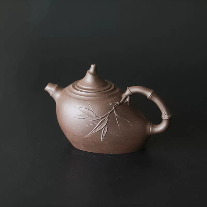 Handmade Bamboo Leaf Teapot Purple bamboo leaves 240ML