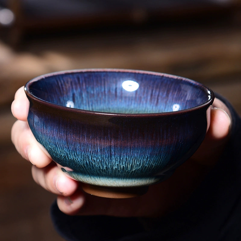 Silver Inlaid Kiln-changed Tianmu Glaze Tea Cup Twelve Zodiac Tea Cups