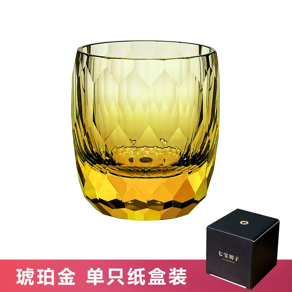 Hand-carved K9 Crystal Whiskey Glass Starlight Amber K9 Crystal Single Carton