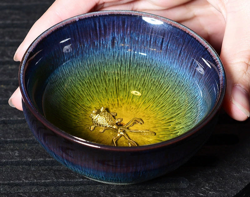 Silver Inlaid Kiln-changed Tianmu Glaze Tea Cup Twelve Zodiac Tea Cups