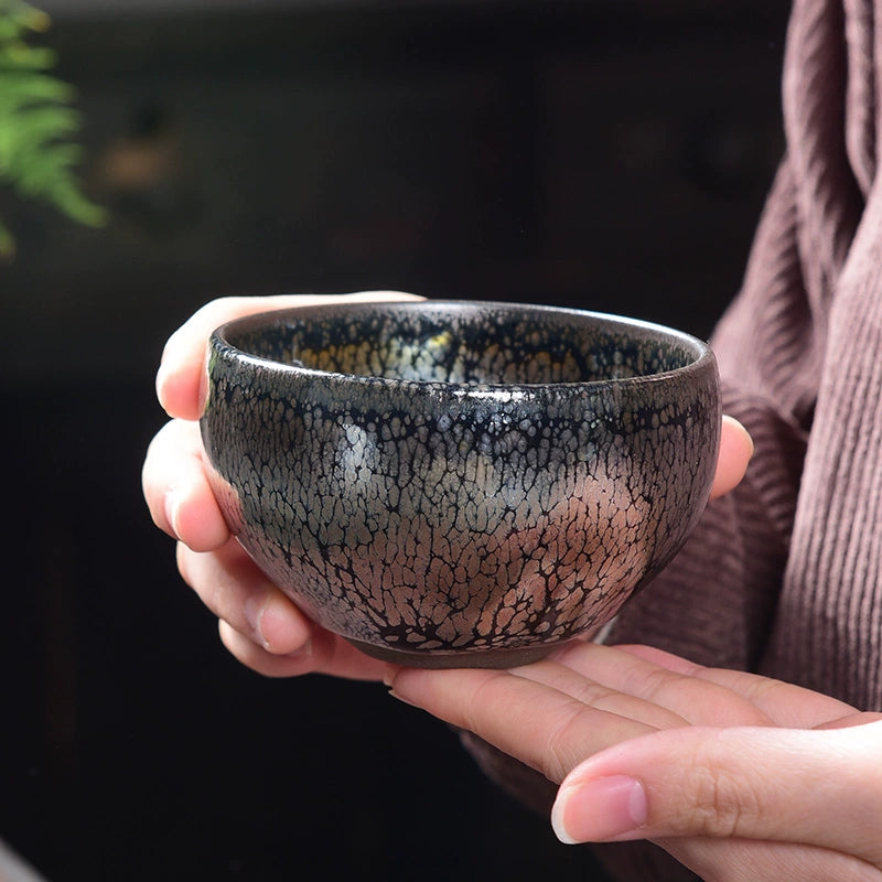 Silver Painted Koi Phoenix Lotus Cup Tea Cups