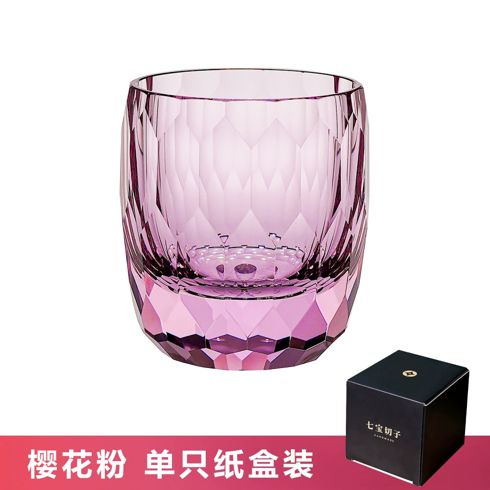 Hand-carved K9 Crystal Whiskey Glass Starlight Cherry Blossom Powder K9 Crystal Single Carton