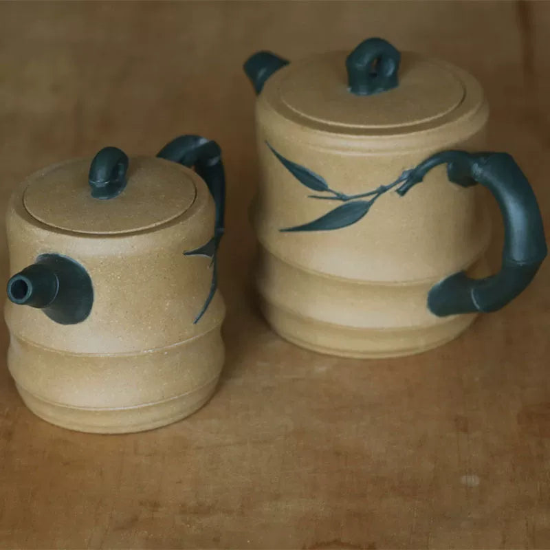 Round Bamboo Purple Clay Teapot