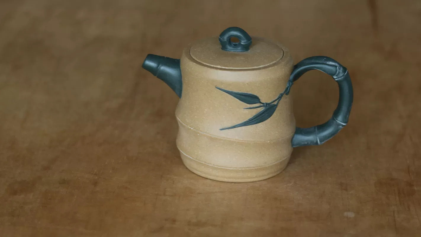 Round Bamboo Purple Clay Teapot